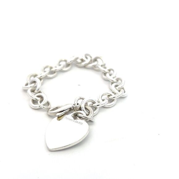 Tiffany & Co Estate Heart Charm Bracelet 7.5" Sterling Silver 34.9g TIF757 - Picture 3 of 8